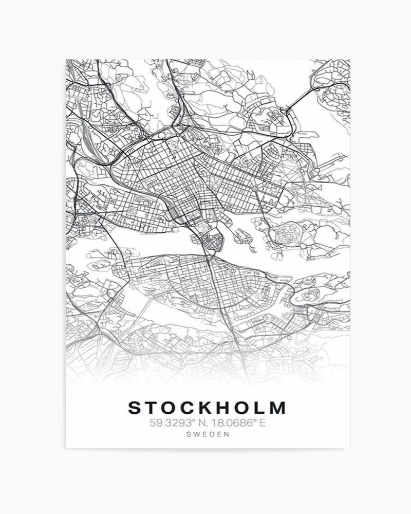 Line Art Map Of Stockholm Art Print
