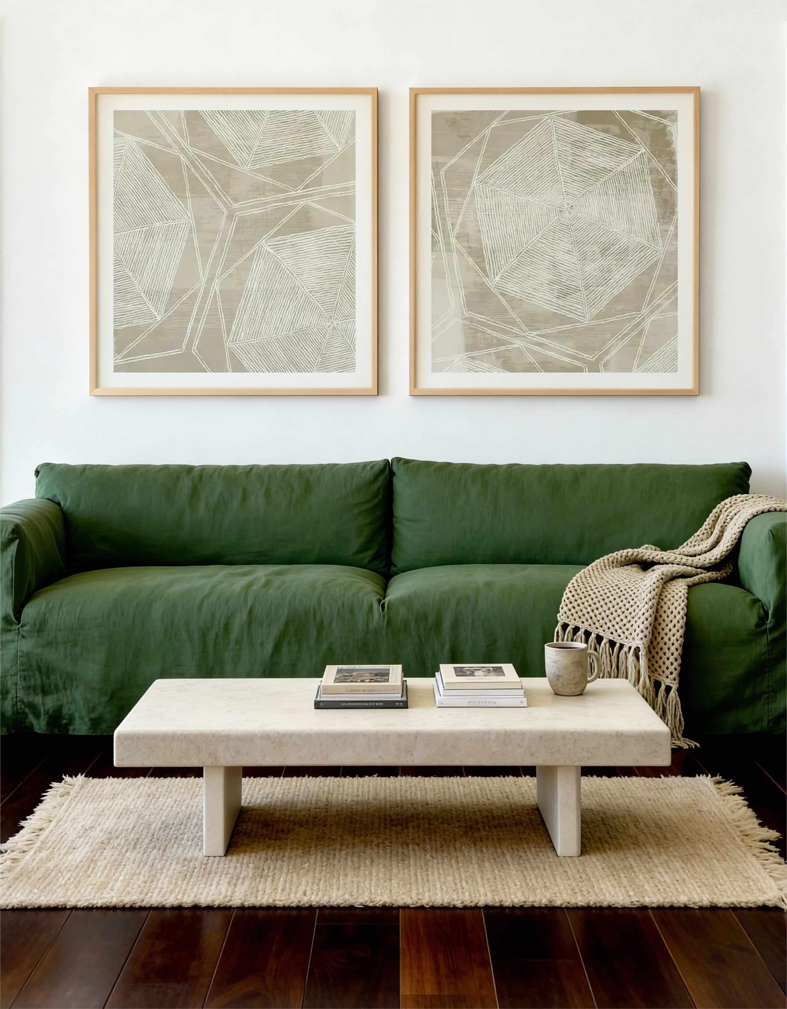 Linear Abstract Square I & II Art Print Set of 2 | Matching Wall Art