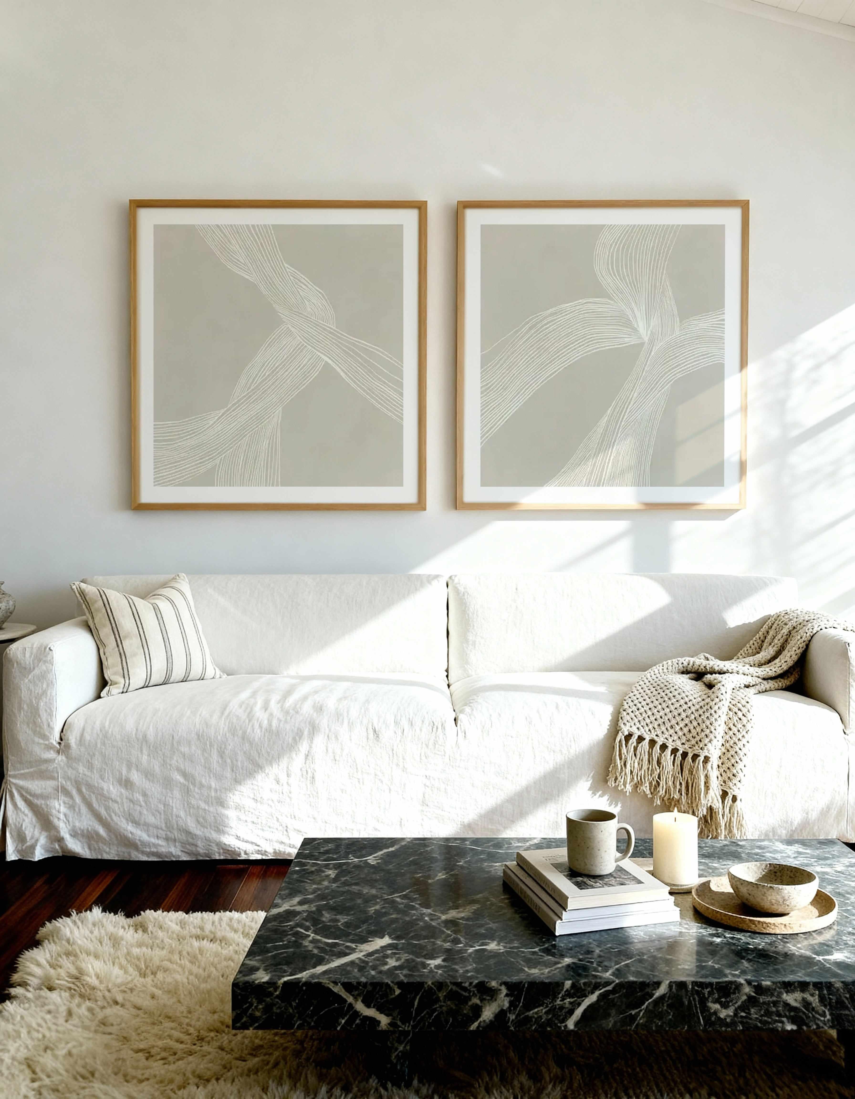 Linear Movement Square I & II Art Print Set of 2 | Matching Wall Art