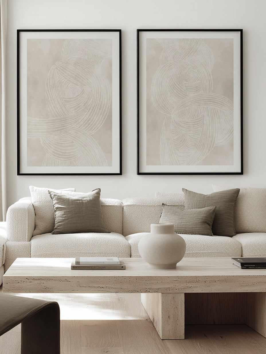 Linear Waves in Sand I & II Art Print Set of 2 | Matching Wall Art from Olive et Oriel where you can shop wallpaper and artworks online