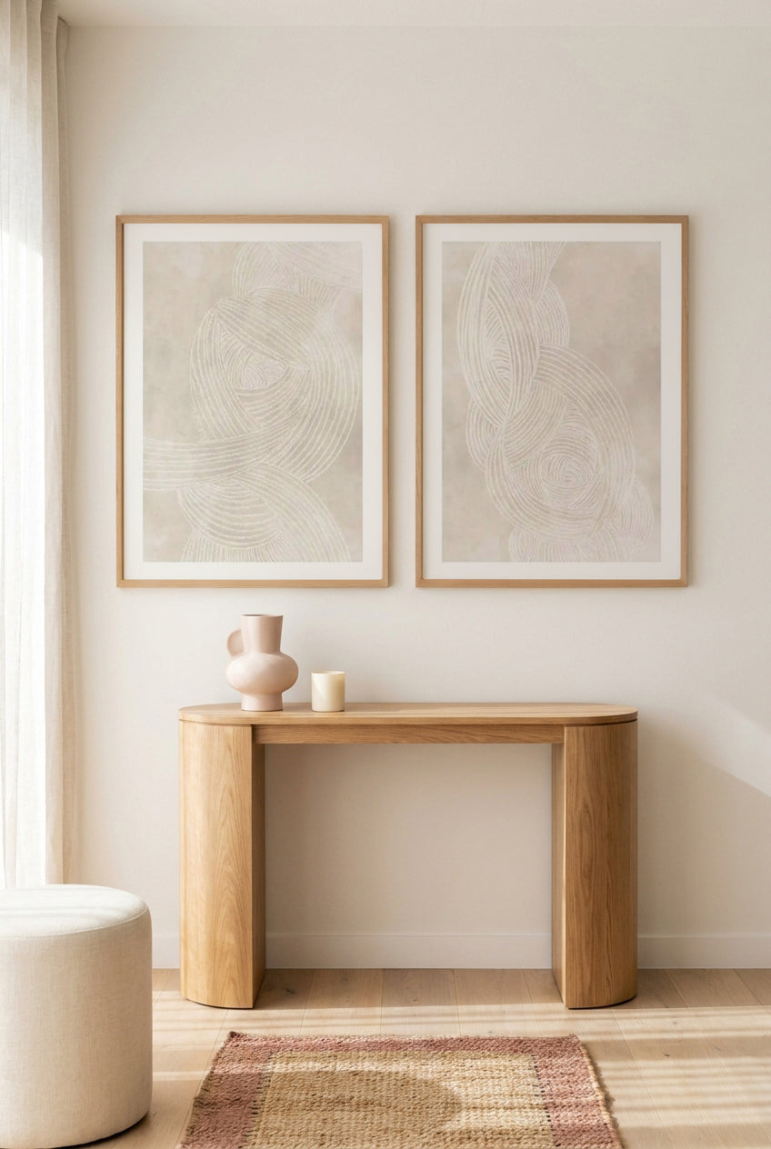 Linear Waves in Sand I & III Art Print Set of 2 | Matching Wall Art