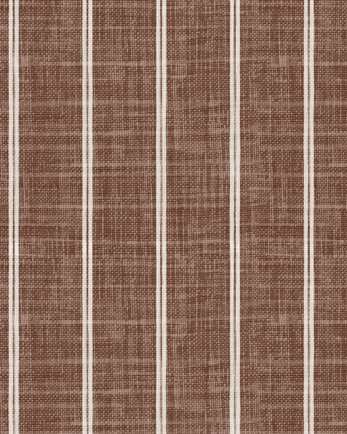 Linen Double Stripe in Chocolate Brown | Linen Texture Wallpaper