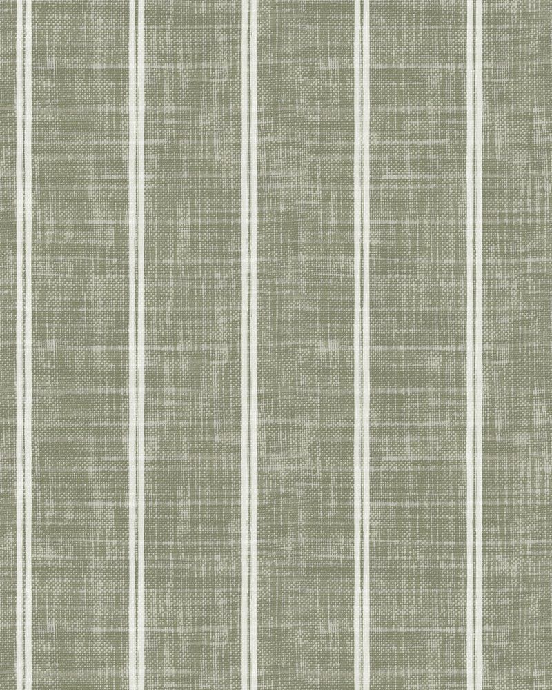 Linen Double Stripe in Deep Sage Green Wallpaper from Olive et Oriel where you can shop wallpaper and artworks online