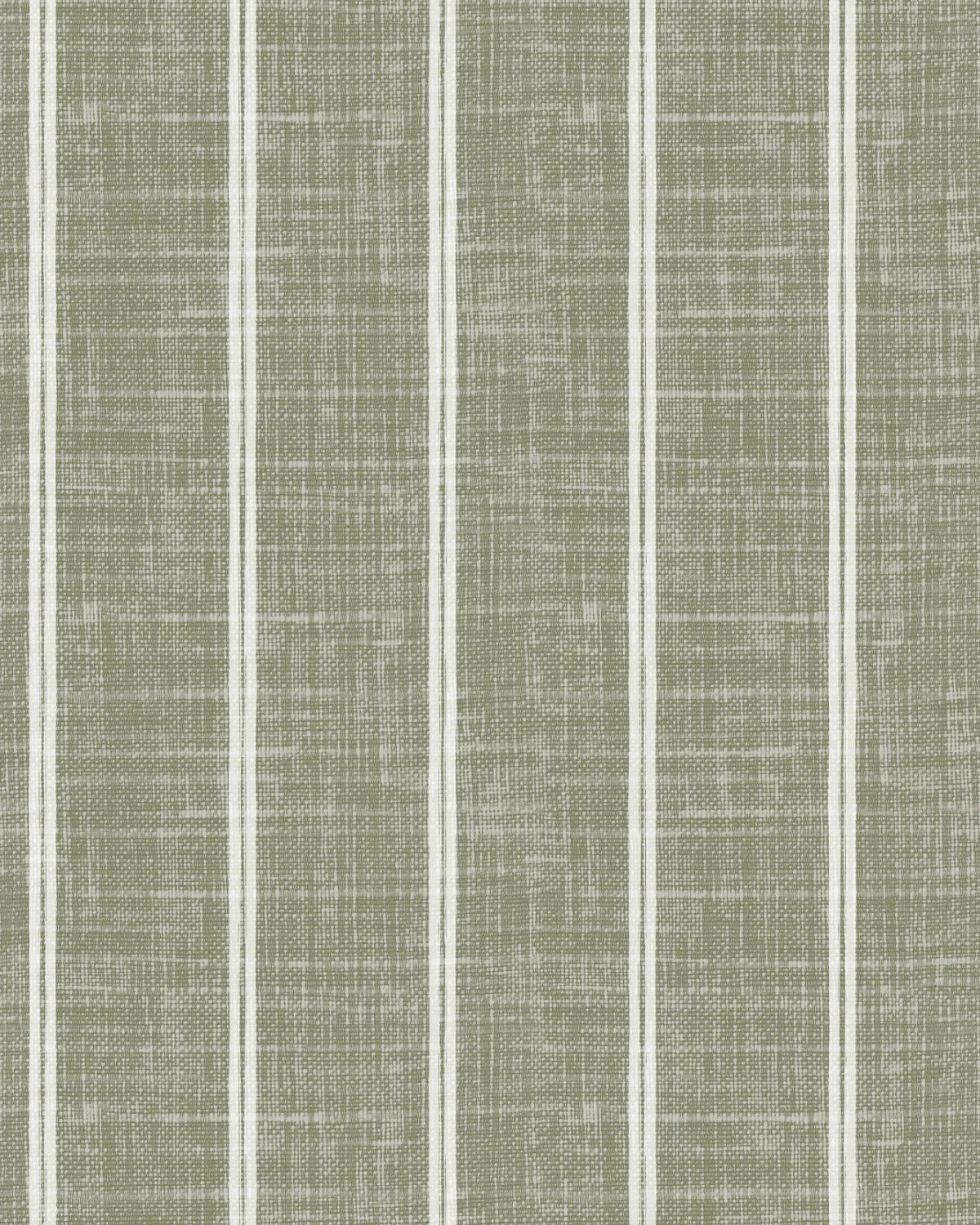 Linen Double Stripe in Deep Sage Green | Linen Texture Wallpaper