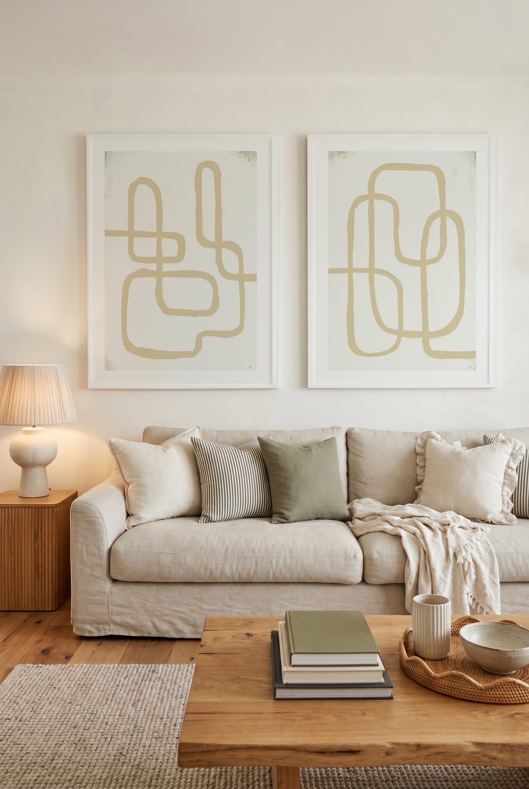 Line Works in White I & II by Marco Marella Art Print Set of 2 | Matching Wall Art