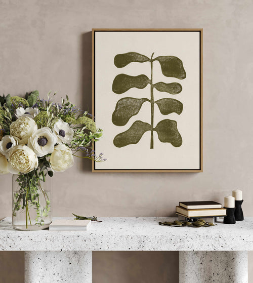 Linocut Plant By Alisa Galitsyna | Framed Canvas Art Print