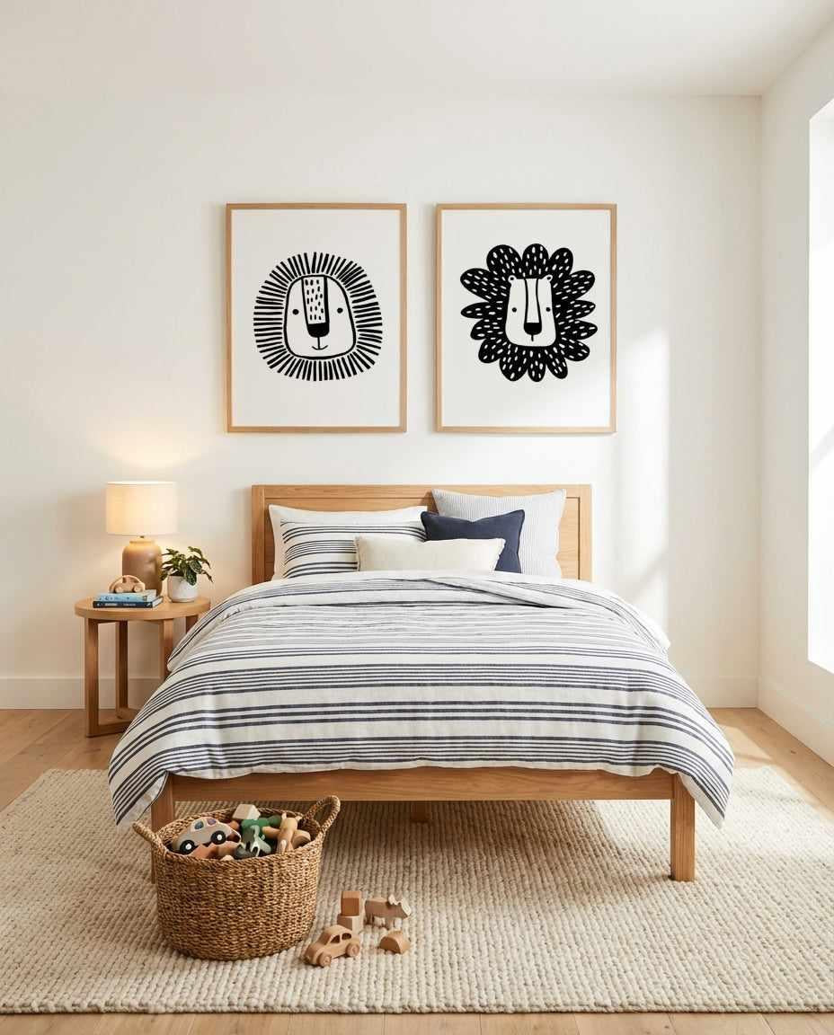 Lion B&W I & II Art Print Set of 2 | Matching Wall Art from Olive et Oriel where you can shop wallpaper and artworks online