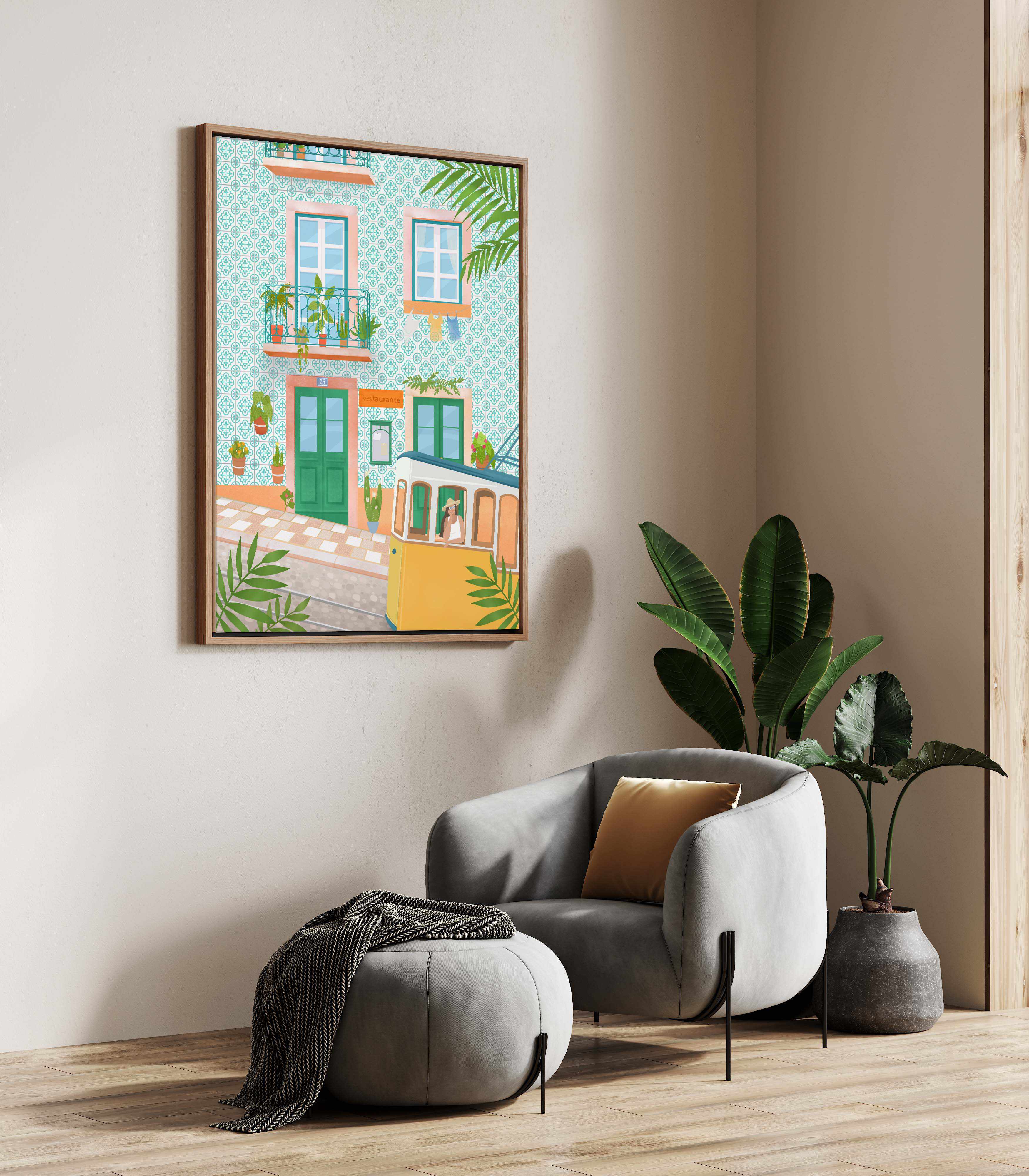 Lisboa Tram By Petra Lizde | Framed Canvas Art Print