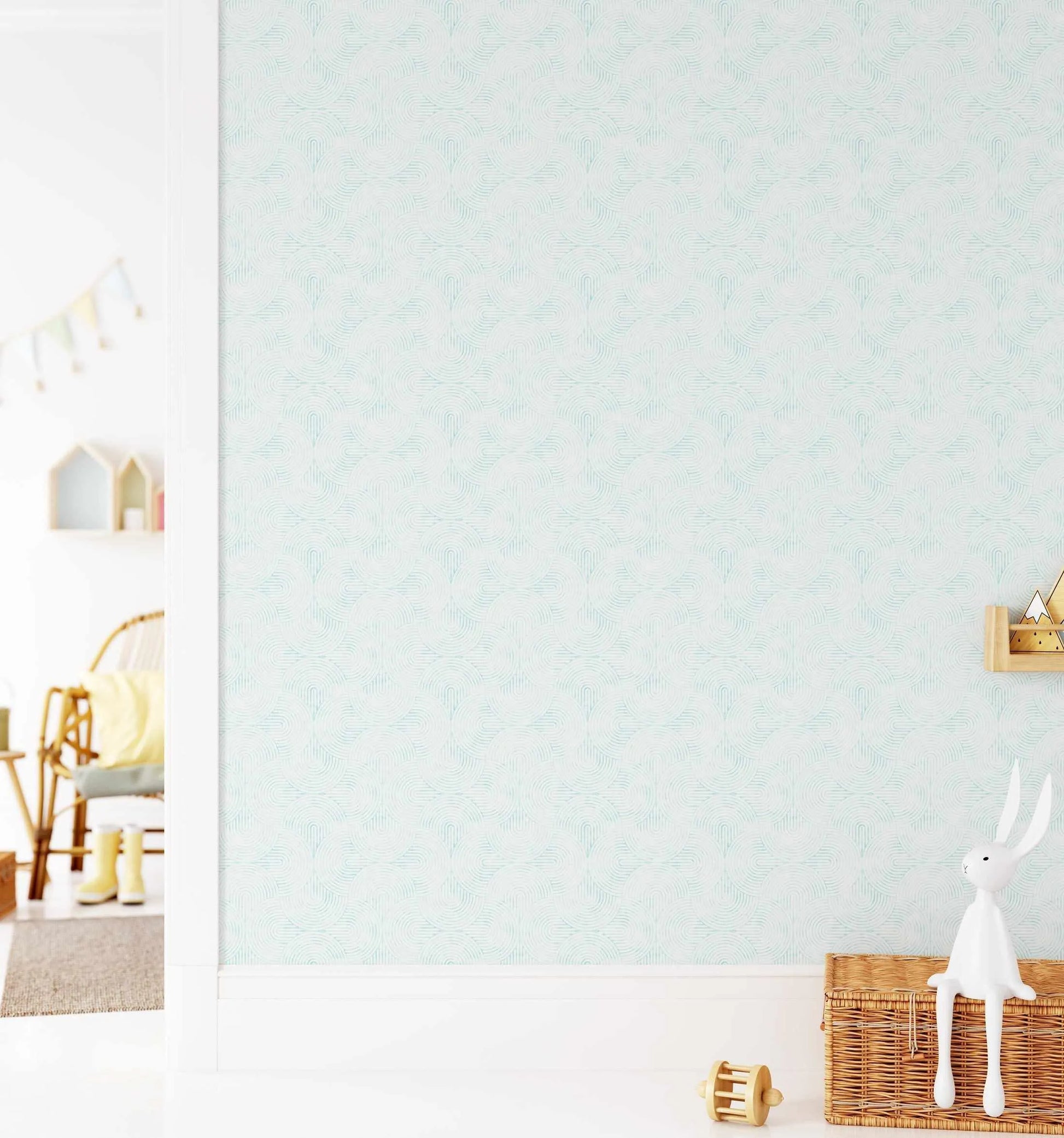 Little Arches in Aqua Wallpaper-Wallpaper-Buy Kids Removable Wallpaper Online Our Custom Made Children√¢‚Ç¨‚Ñ¢s Wallpapers Are A Fun Way To Decorate And Enhance Boys Bedroom Decor And Girls Bedrooms They Are An Amazing Addition To Your Kids Bedroom Walls Our Collection of Kids Wallpaper Is Sure To Transform Your Kids Rooms Interior Style From Pink Wallpaper To Dinosaur Wallpaper Even Marble Wallpapers For Teen Boys Shop Peel And Stick Wallpaper Online Today With Olive et Oriel