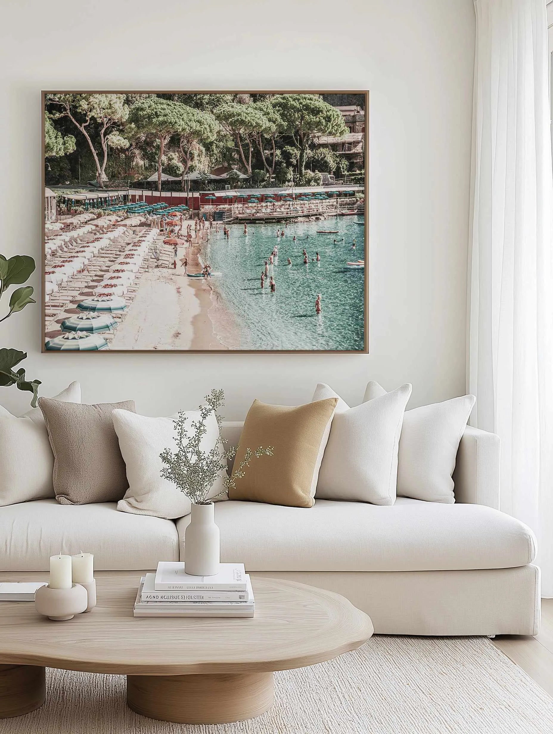 Little Bay, Italian Riviera | Framed Canvas Art Print from Olive et Oriel where you can shop wallpaper and artworks online