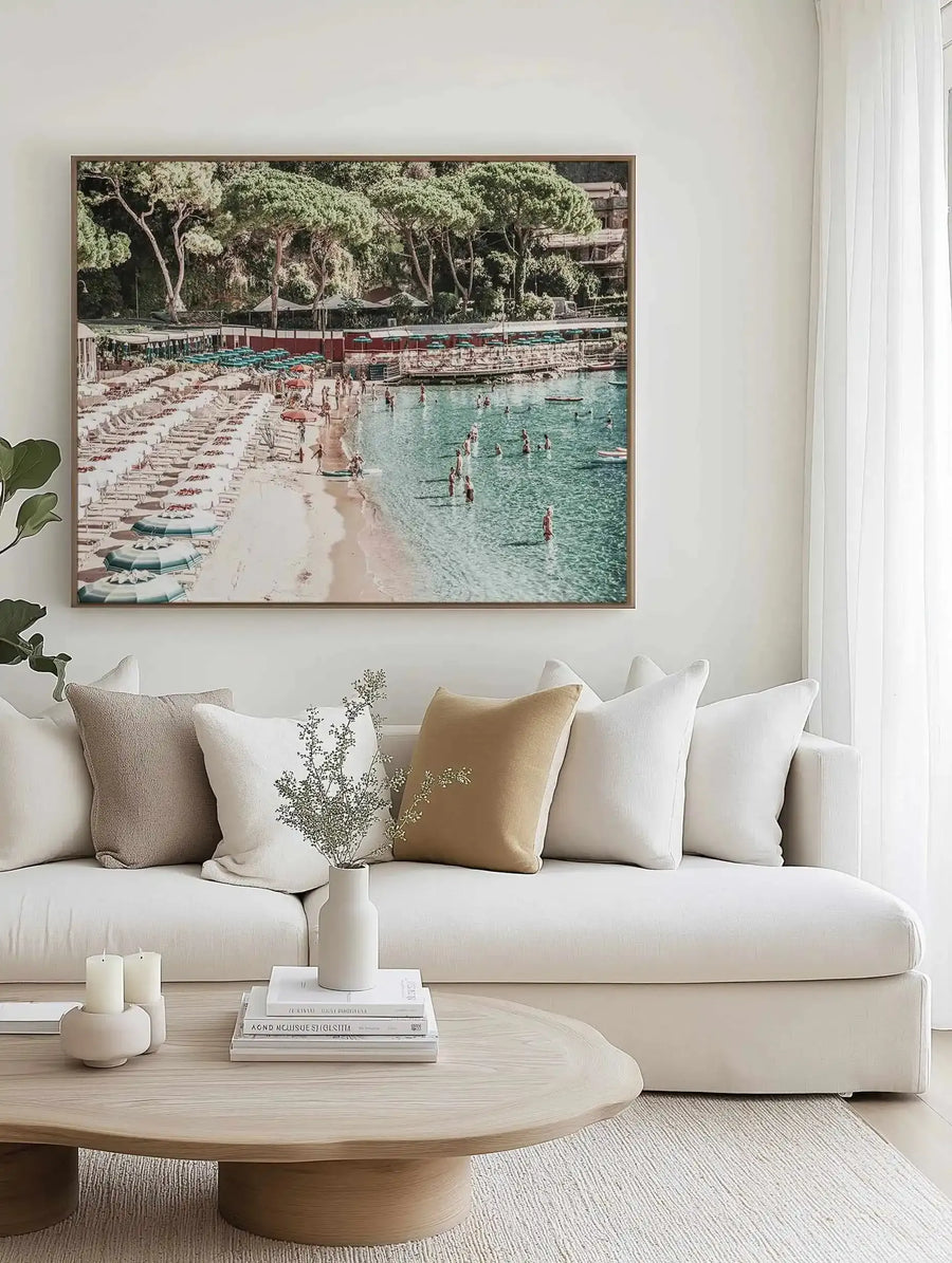 Little Bay, Italian Riviera | Framed Canvas Art Print from Olive et Oriel where you can shop wallpaper and artworks online