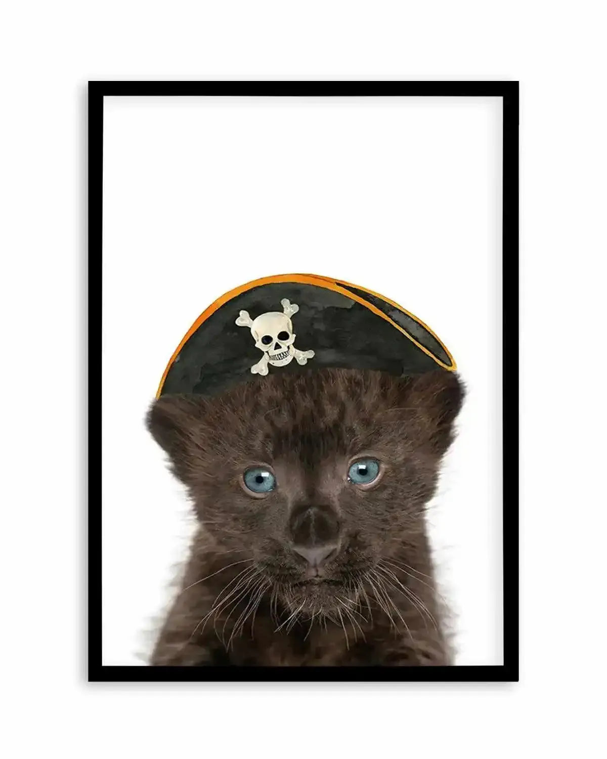 Little Black Leopard Cub | Pirate Hat Art Print from Olive et Oriel where you can shop wallpaper and artworks online