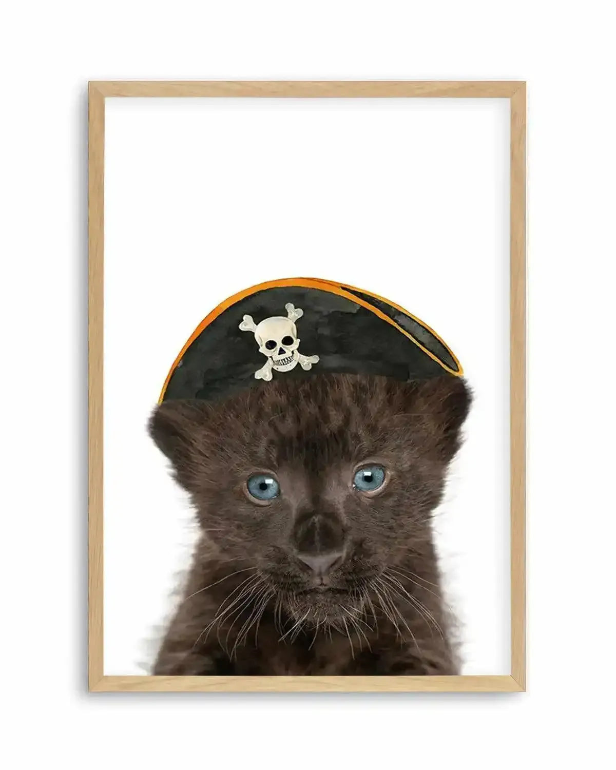 Little Black Leopard Cub | Pirate Hat Art Print from Olive et Oriel where you can shop wallpaper and artworks online