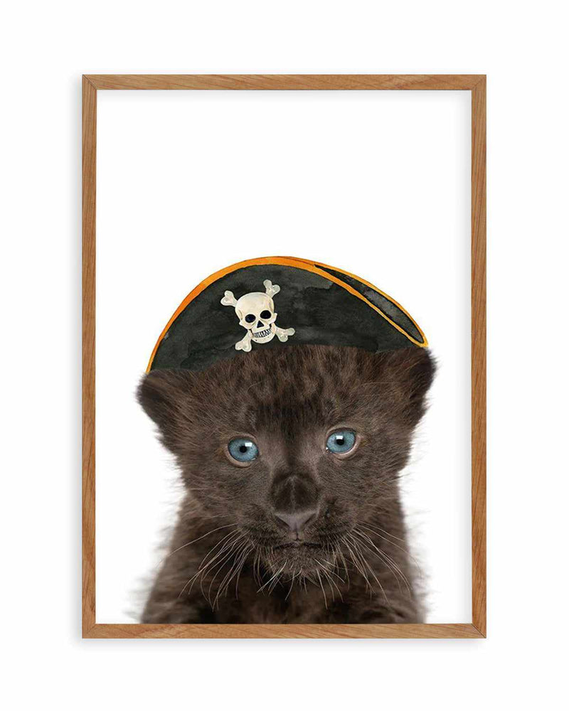 Little Black Leopard Cub | Pirate Hat Art Print