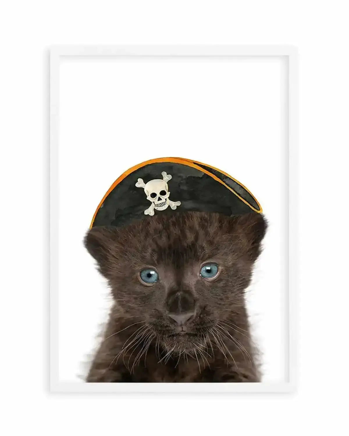 Little Black Leopard Cub | Pirate Hat Art Print from Olive et Oriel where you can shop wallpaper and artworks online
