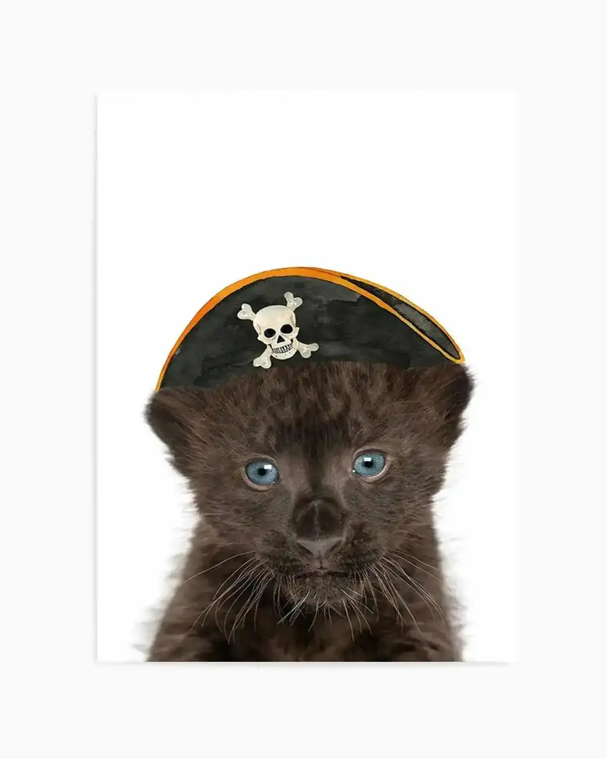 Little Black Leopard Cub | Pirate Hat Art Print from Olive et Oriel where you can shop wallpaper and artworks online