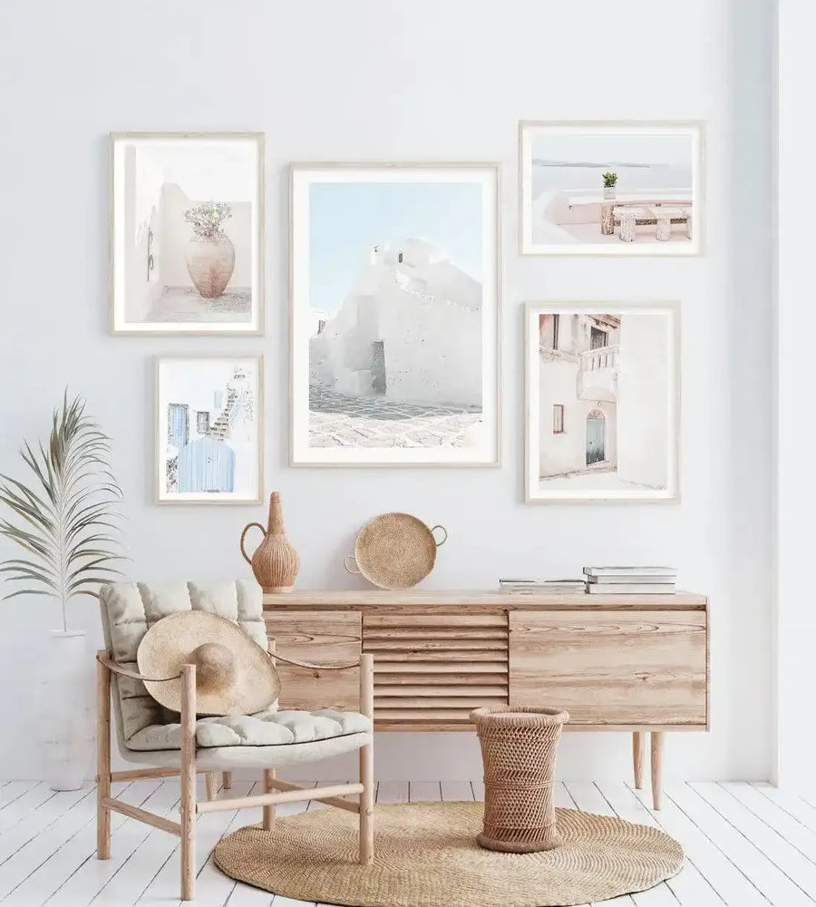 Little Blue Gate | Santorini Art Print-Shop Greece Wall Art Prints Online with Olive et Oriel - Our collection of Greek Islands art prints offer unique wall art including blue domes of Santorini in Oia, mediterranean sea prints and incredible posters from Milos and other Greece landscape photography - this collection will add mediterranean blue to your home, perfect for updating the walls in coastal, beach house style. There is Greece art on canvas and extra large wall art with fast, free shippi