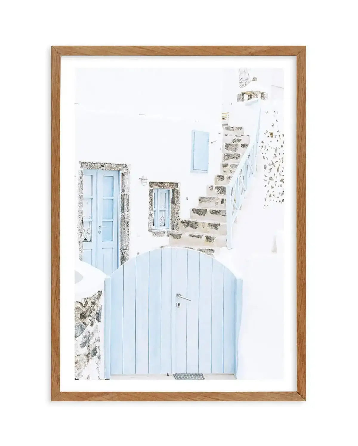Little Blue Gate | Santorini Art Print-Shop Greece Wall Art Prints Online with Olive et Oriel - Our collection of Greek Islands art prints offer unique wall art including blue domes of Santorini in Oia, mediterranean sea prints and incredible posters from Milos and other Greece landscape photography - this collection will add mediterranean blue to your home, perfect for updating the walls in coastal, beach house style. There is Greece art on canvas and extra large wall art with fast, free shippi