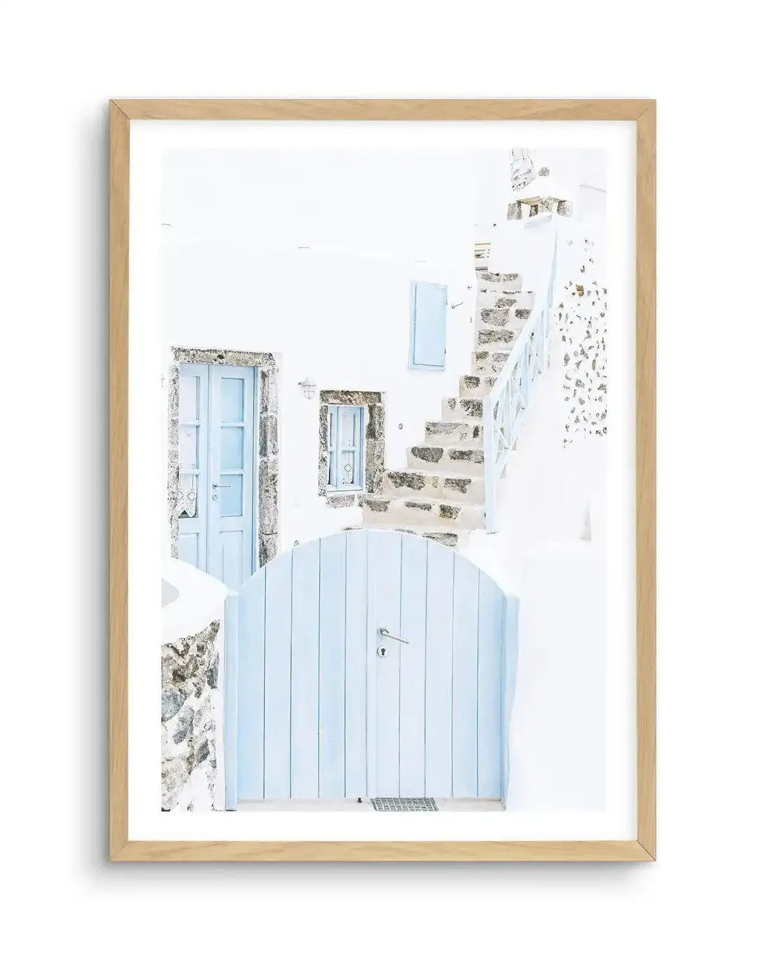 Little Blue Gate | Santorini Art Print-Shop Greece Wall Art Prints Online with Olive et Oriel - Our collection of Greek Islands art prints offer unique wall art including blue domes of Santorini in Oia, mediterranean sea prints and incredible posters from Milos and other Greece landscape photography - this collection will add mediterranean blue to your home, perfect for updating the walls in coastal, beach house style. There is Greece art on canvas and extra large wall art with fast, free shippi