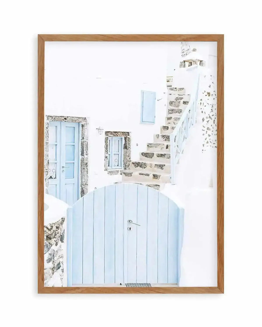 Little Blue Gate | Santorini Art Print from Olive et Oriel where you can shop wallpaper and artworks online