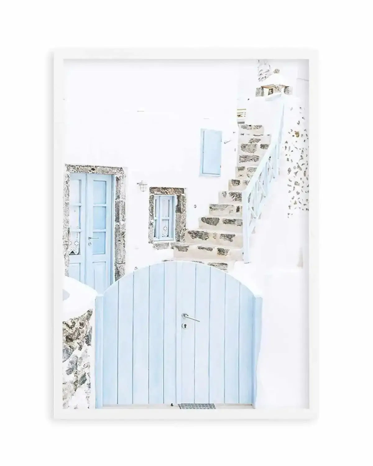 Little Blue Gate | Santorini Art Print from Olive et Oriel where you can shop wallpaper and artworks online