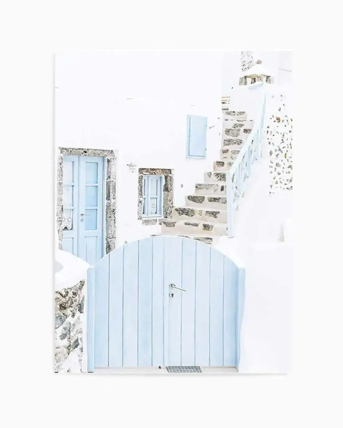 Little Blue Gate | Santorini Art Print from Olive et Oriel where you can shop wallpaper and artworks online