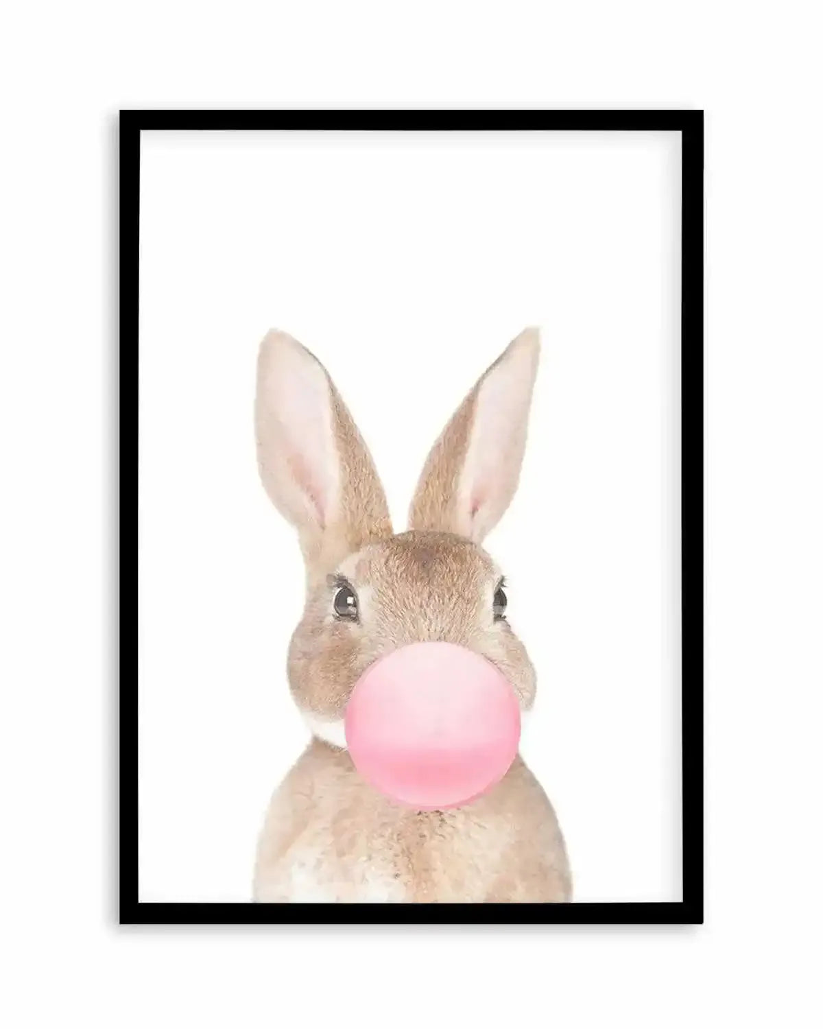 Little Bunny | Blowing Pink Bubble Art Print from Olive et Oriel where you can shop wallpaper and artworks online