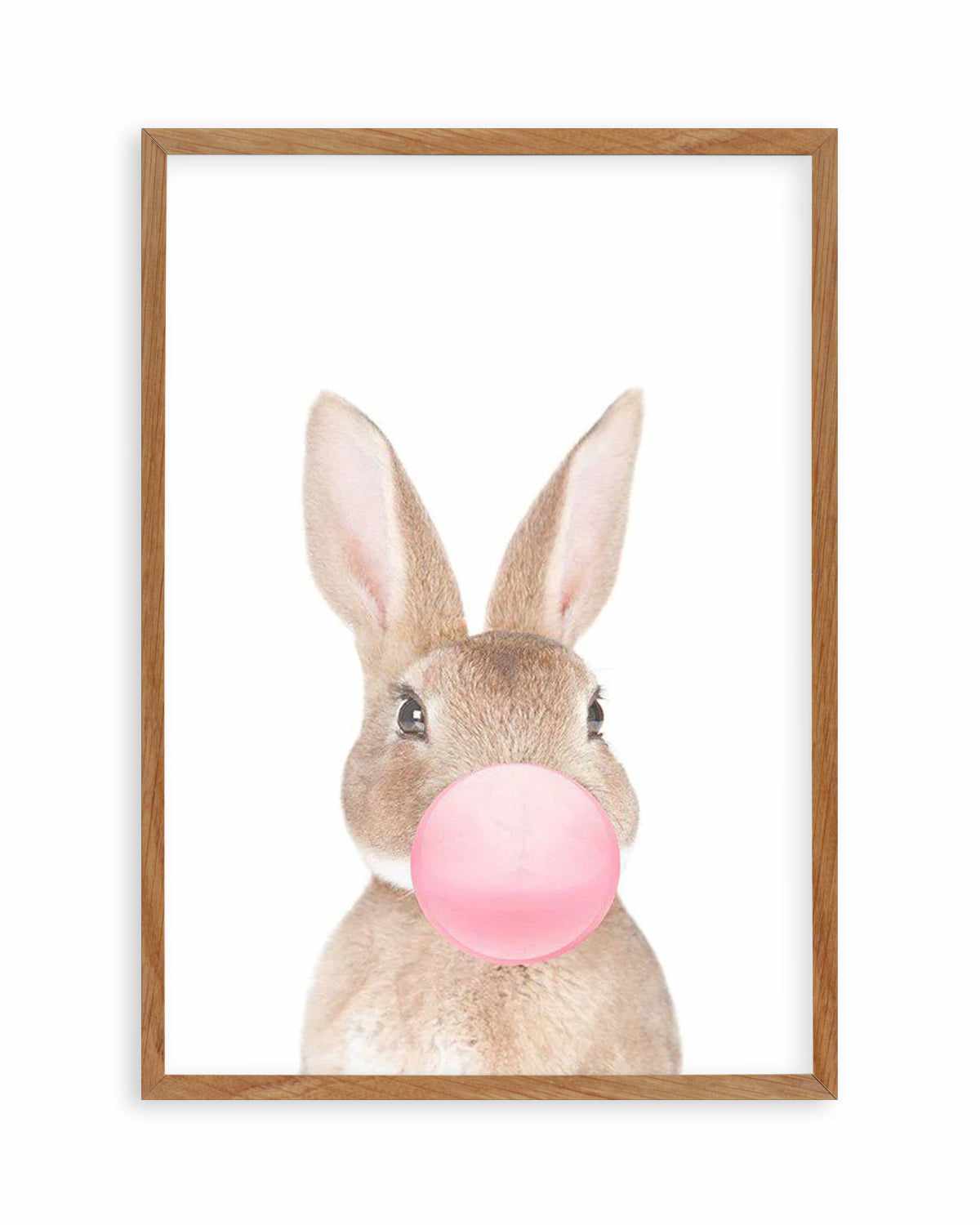 Little Bunny | Blowing Pink Bubble Art Print