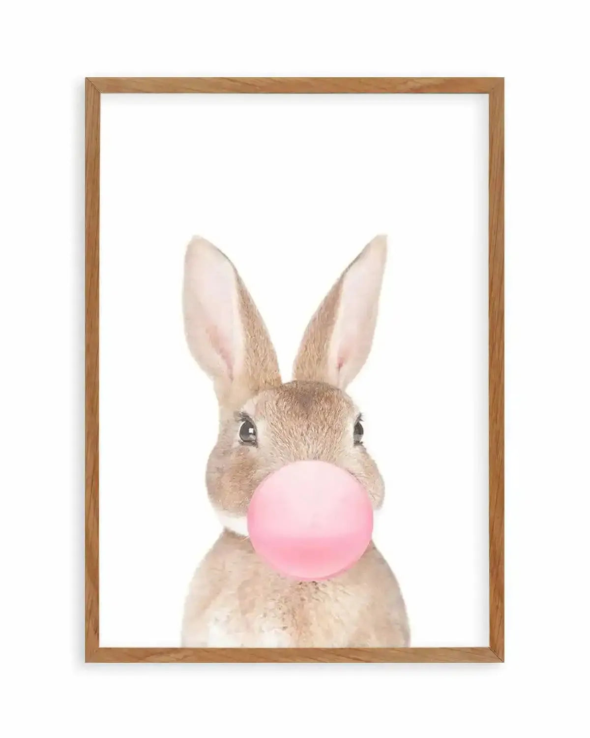 Little Bunny | Blowing Pink Bubble Art Print from Olive et Oriel where you can shop wallpaper and artworks online