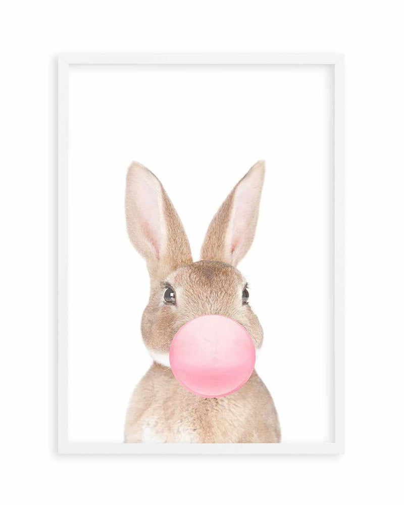 Little Bunny | Blowing Pink Bubble Art Print