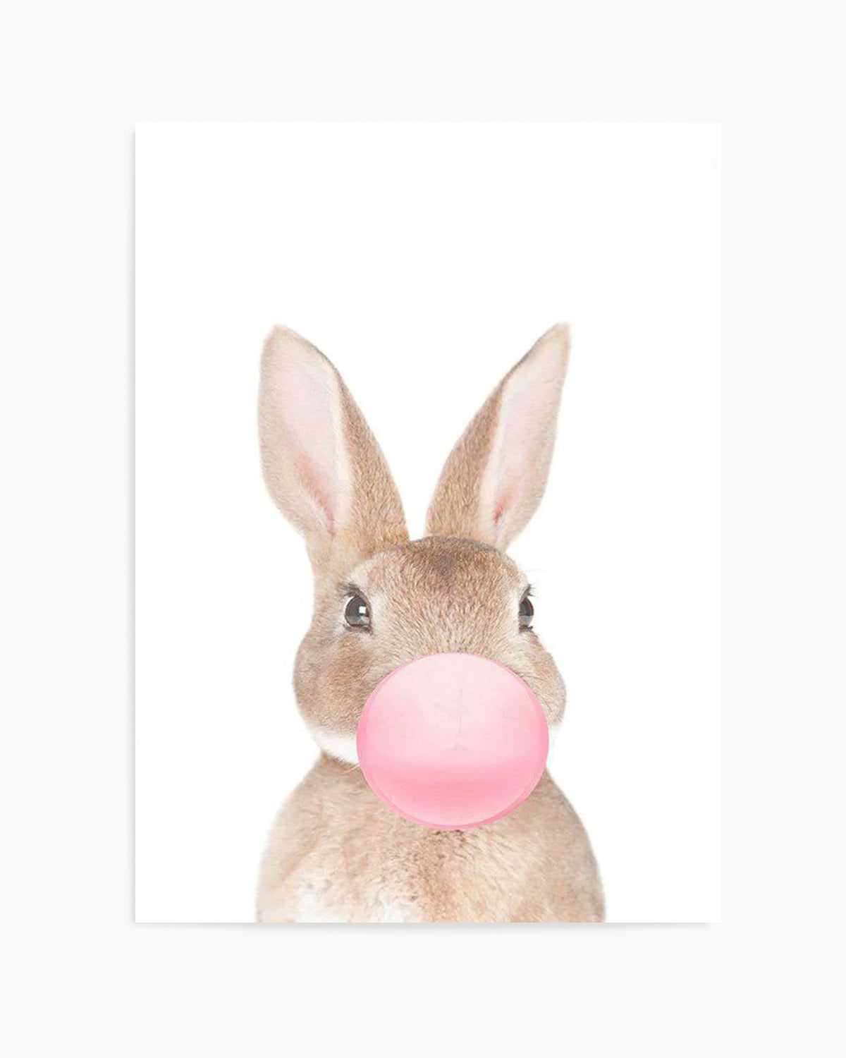 Little Bunny | Blowing Pink Bubble Art Print