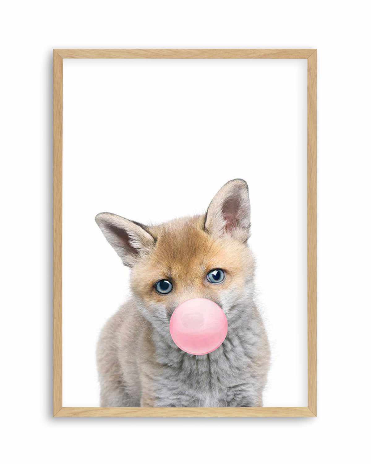 Little Fox | Blowing Pink Bubble Art Print