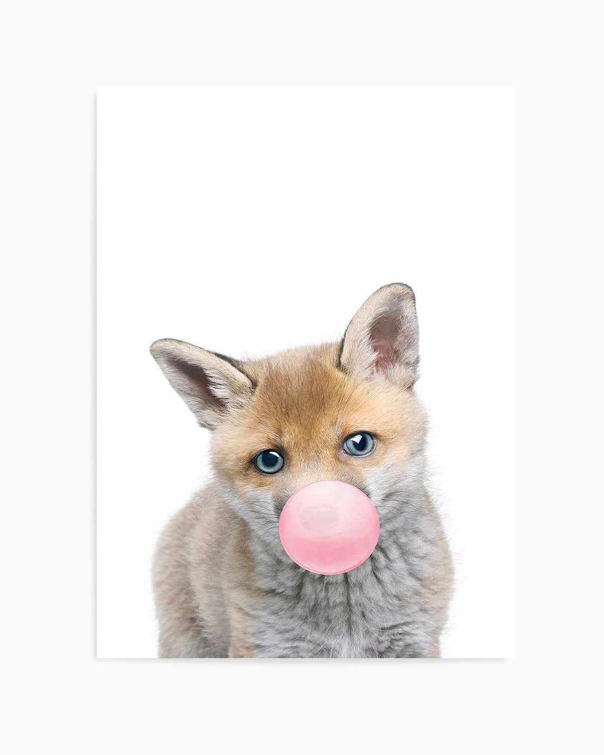 Little Fox | Blowing Pink Bubble Art Print