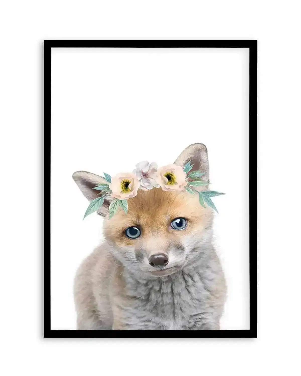 Little Fox | Flower Crown Art Print from Olive et Oriel where you can shop wallpaper and artworks online