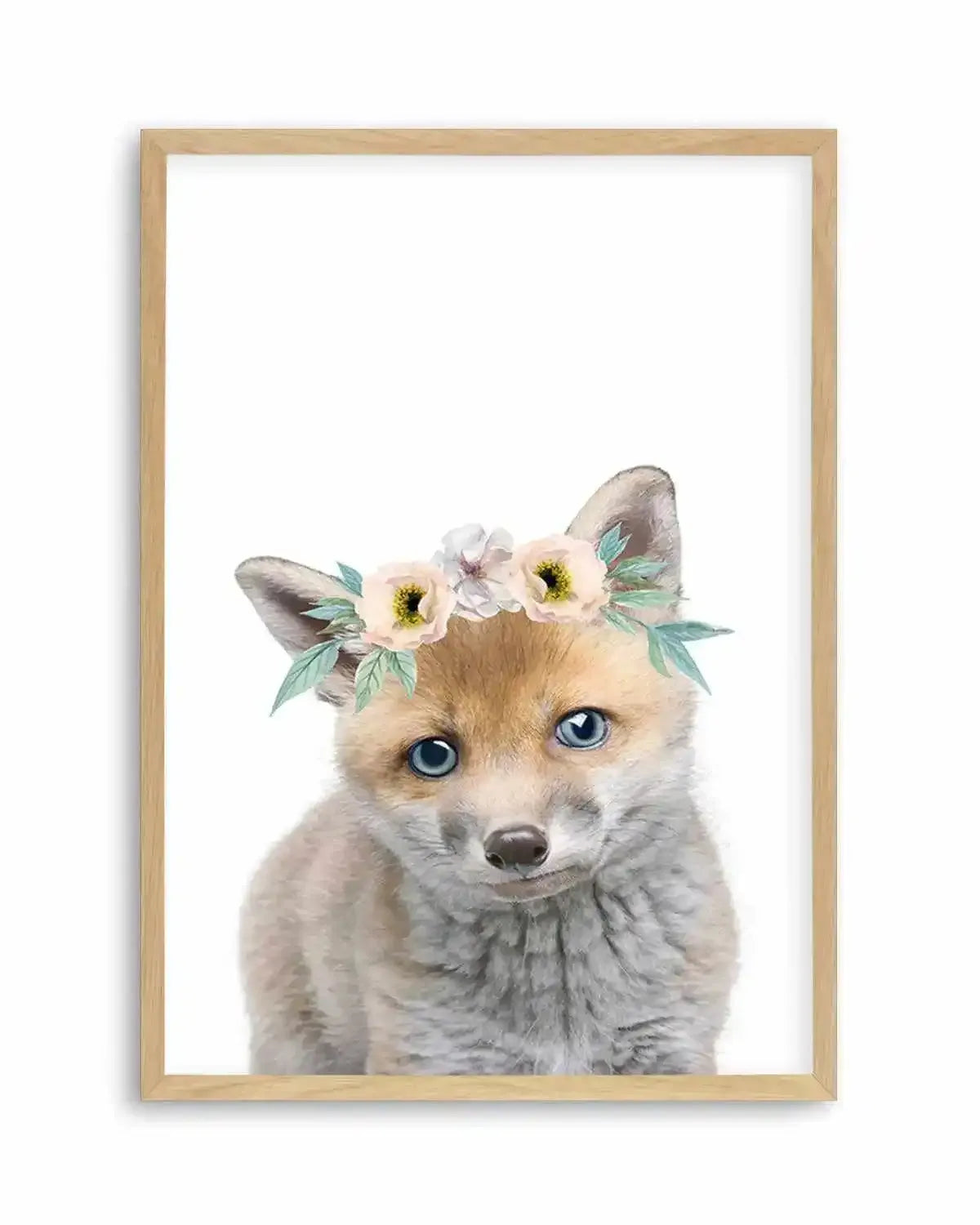 Little Fox | Flower Crown Art Print from Olive et Oriel where you can shop wallpaper and artworks online