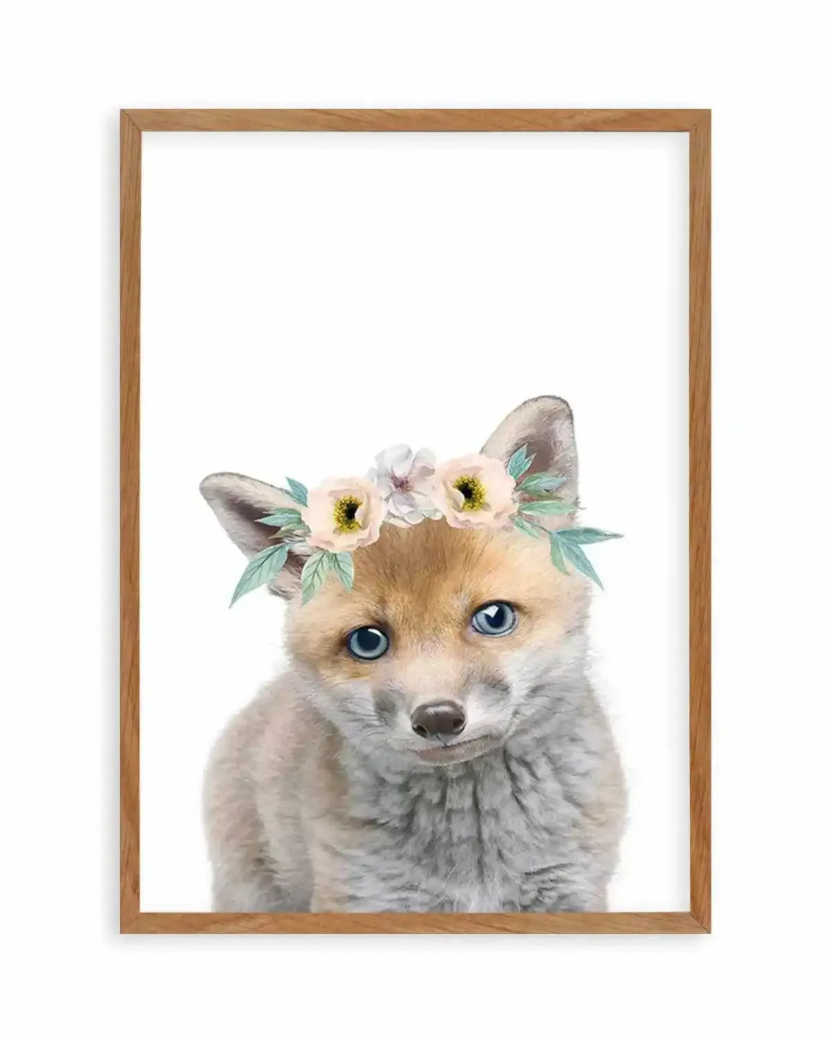 Little Fox | Flower Crown Art Print from Olive et Oriel where you can shop wallpaper and artworks online