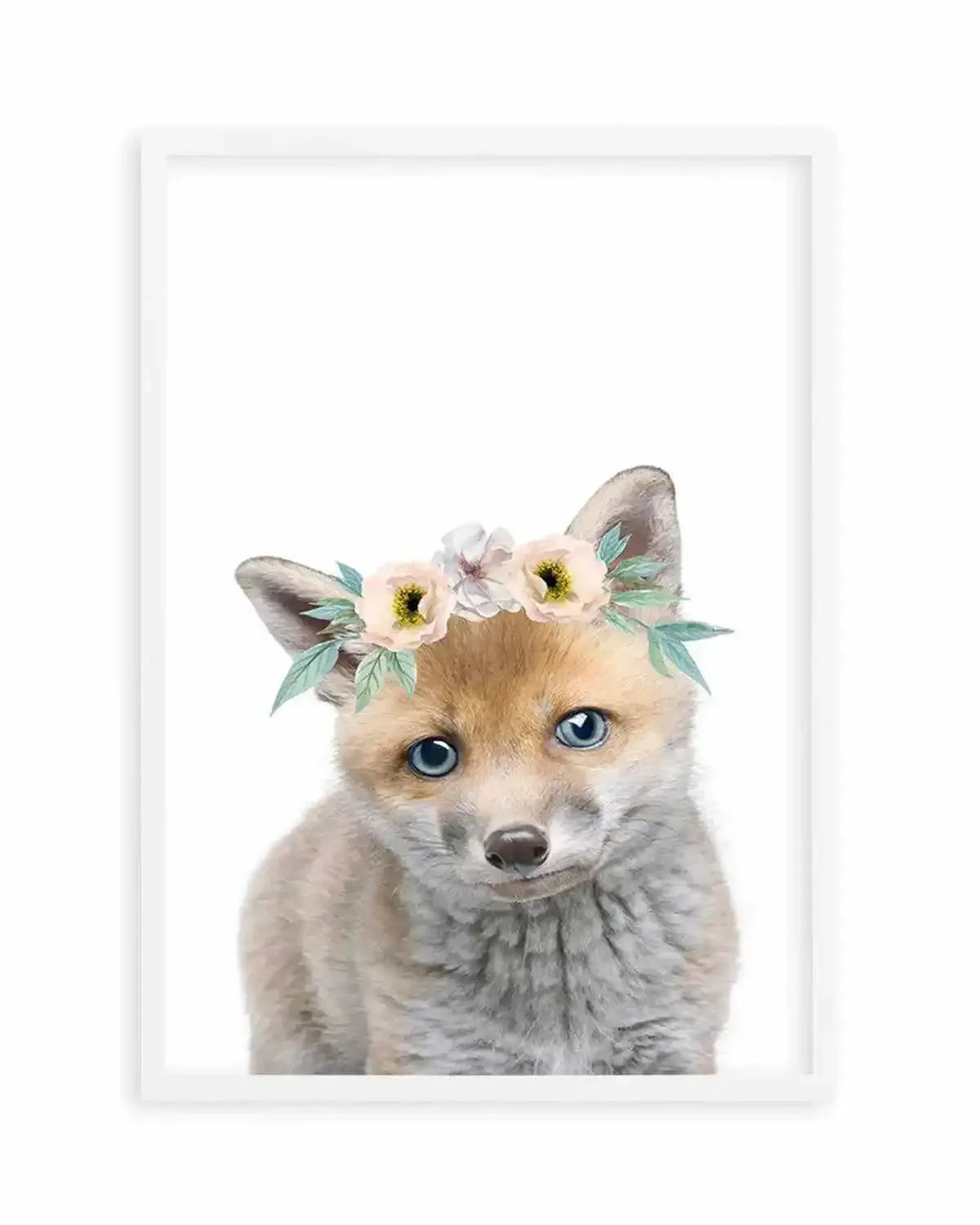 Little Fox | Flower Crown Art Print from Olive et Oriel where you can shop wallpaper and artworks online