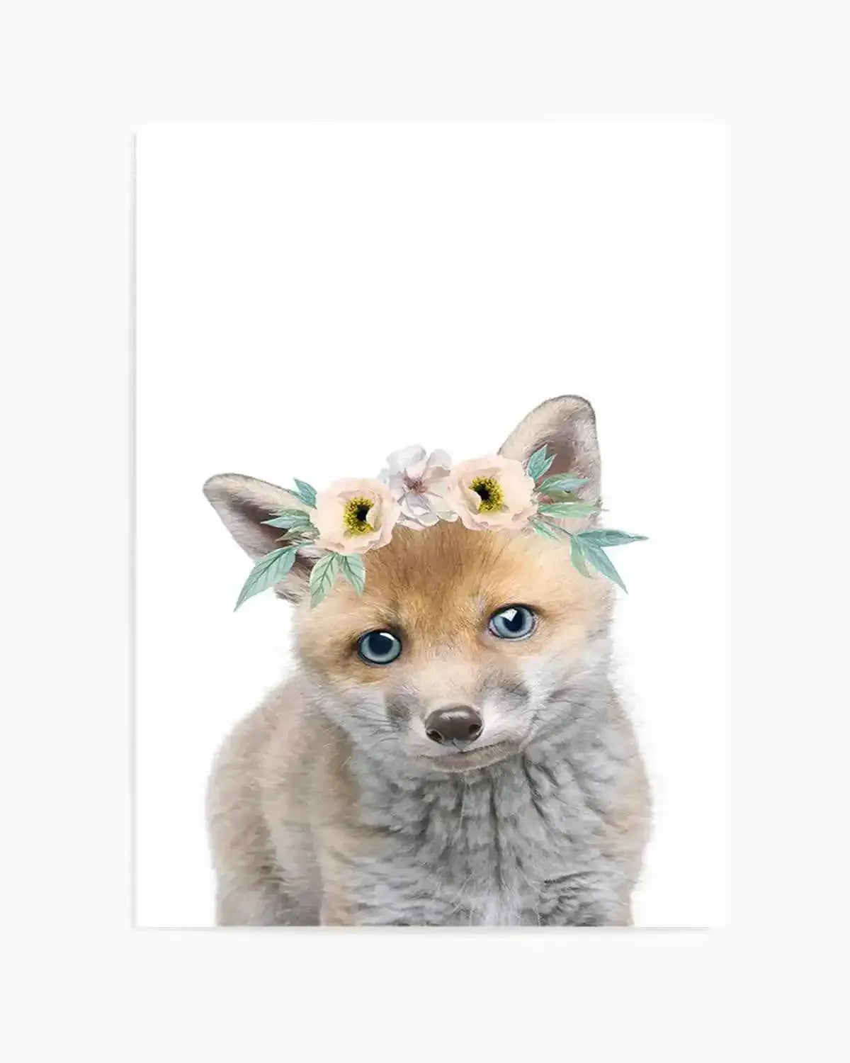 Little Fox | Flower Crown Art Print from Olive et Oriel where you can shop wallpaper and artworks online