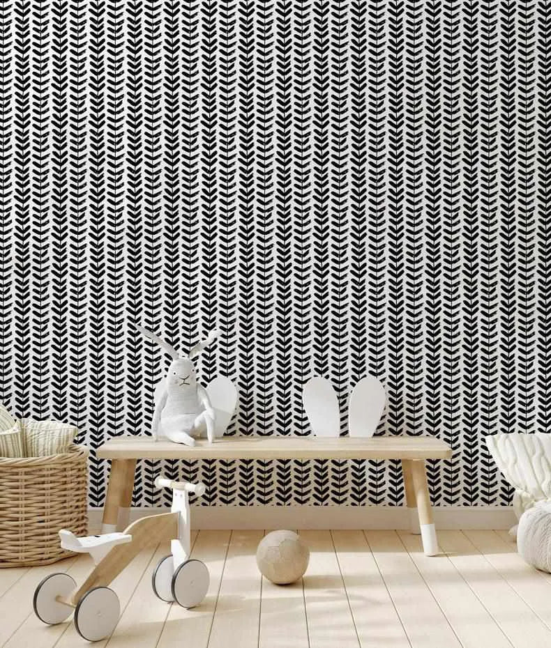 Little Leaf in Black Wallpaper-Wallpaper-Buy Kids Removable Wallpaper Online Our Custom Made Children‚àö¬¢‚Äö√á¬®‚Äö√ë¬¢s Wallpapers Are A Fun Way To Decorate And Enhance Boys Bedroom Decor And Girls Bedrooms They Are An Amazing Addition To Your Kids Bedroom Walls Our Collection of Kids Wallpaper Is Sure To Transform Your Kids Rooms Interior Style From Pink Wallpaper To Dinosaur Wallpaper Even Marble Wallpapers For Teen Boys Shop Peel And Stick Wallpaper Online Today With Olive et Oriel