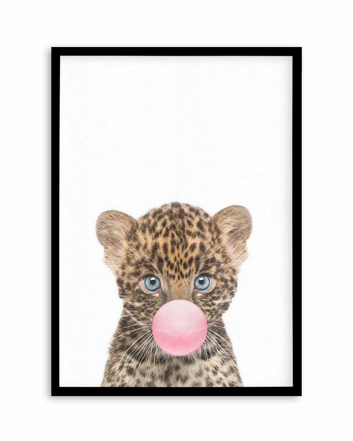 Little Leopard Cub | Blowing Pink Bubble Art Print