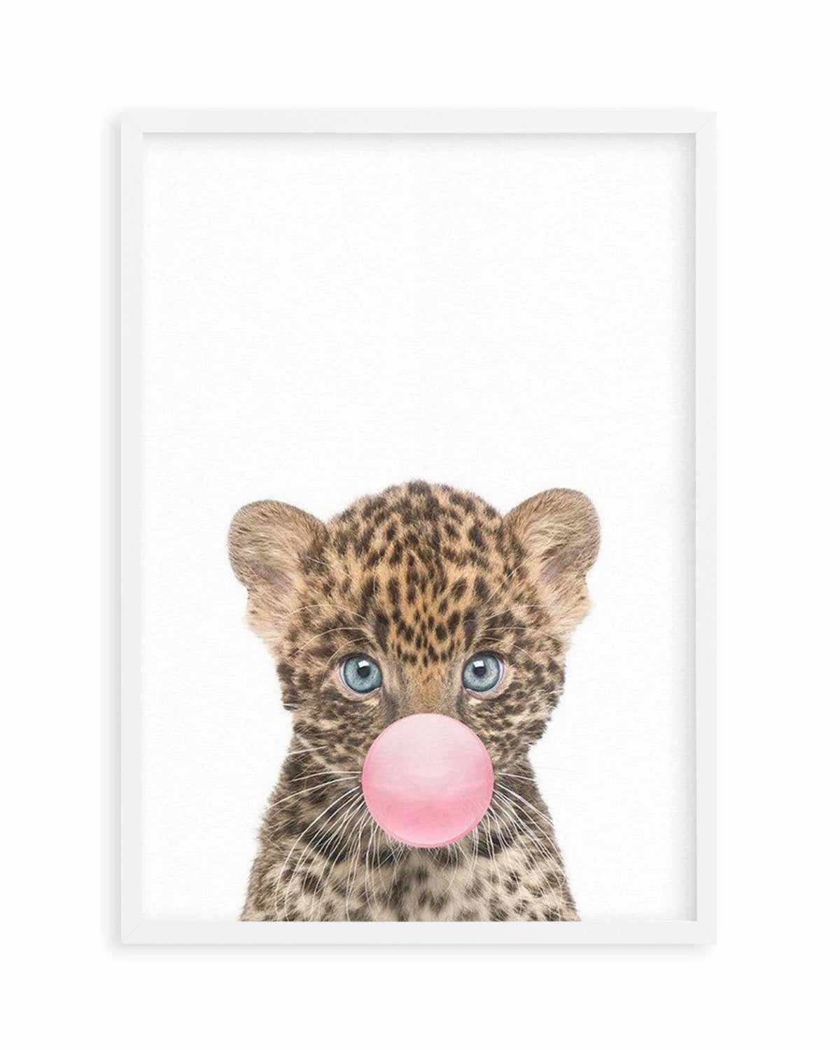 Little Leopard Cub | Blowing Pink Bubble Art Print