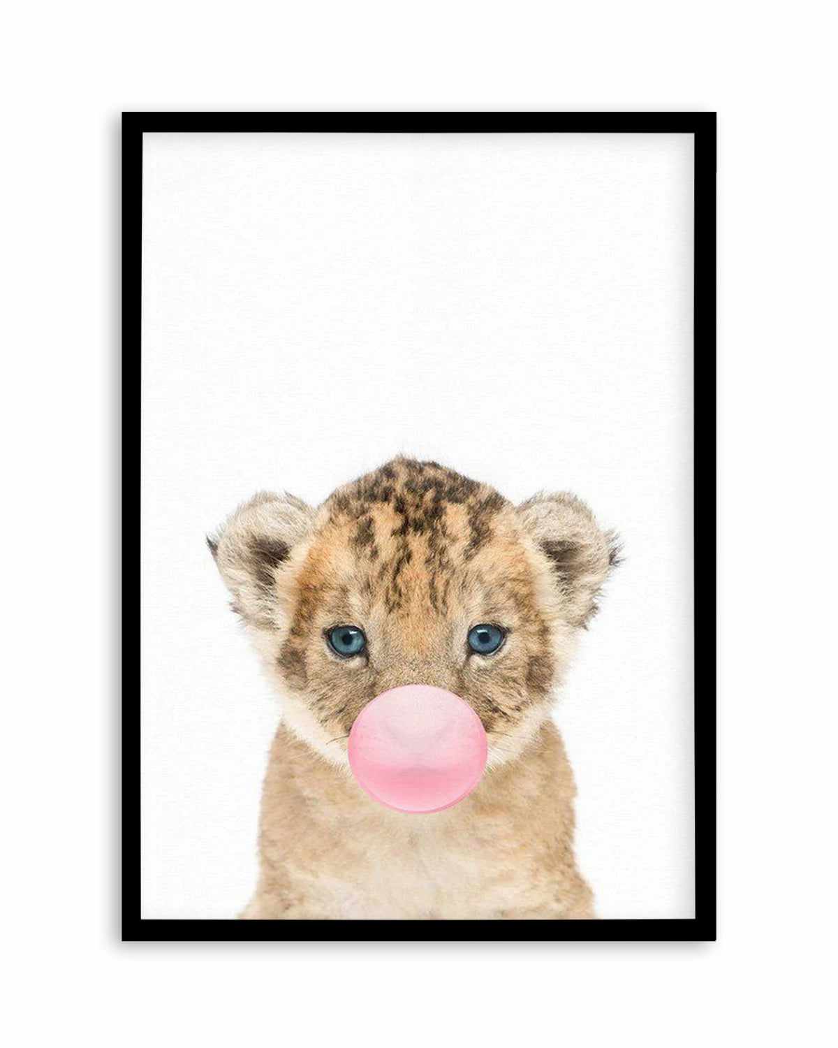 Little Lion Cub | Blowing Pink Bubble Art Print