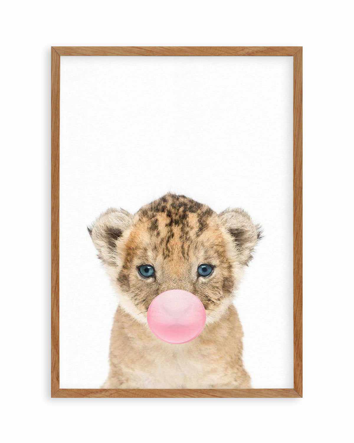 Little Lion Cub | Blowing Pink Bubble Art Print