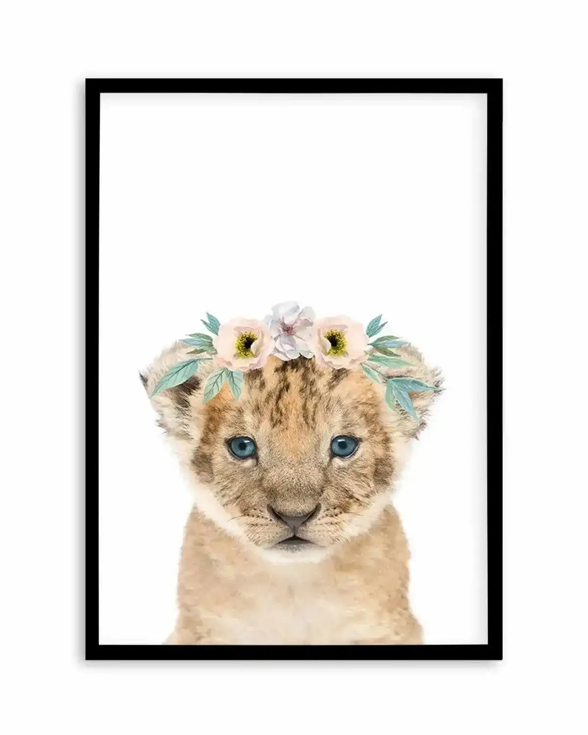 Little Lion Cub | Flower Crown Art Print from Olive et Oriel where you can shop wallpaper and artworks online