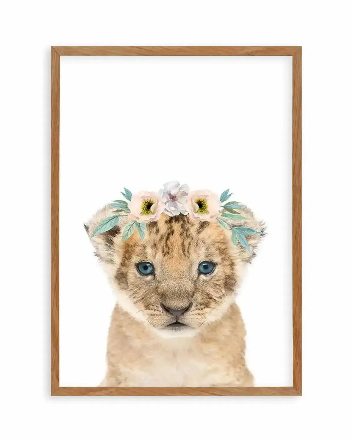 Little Lion Cub | Flower Crown Art Print from Olive et Oriel where you can shop wallpaper and artworks online