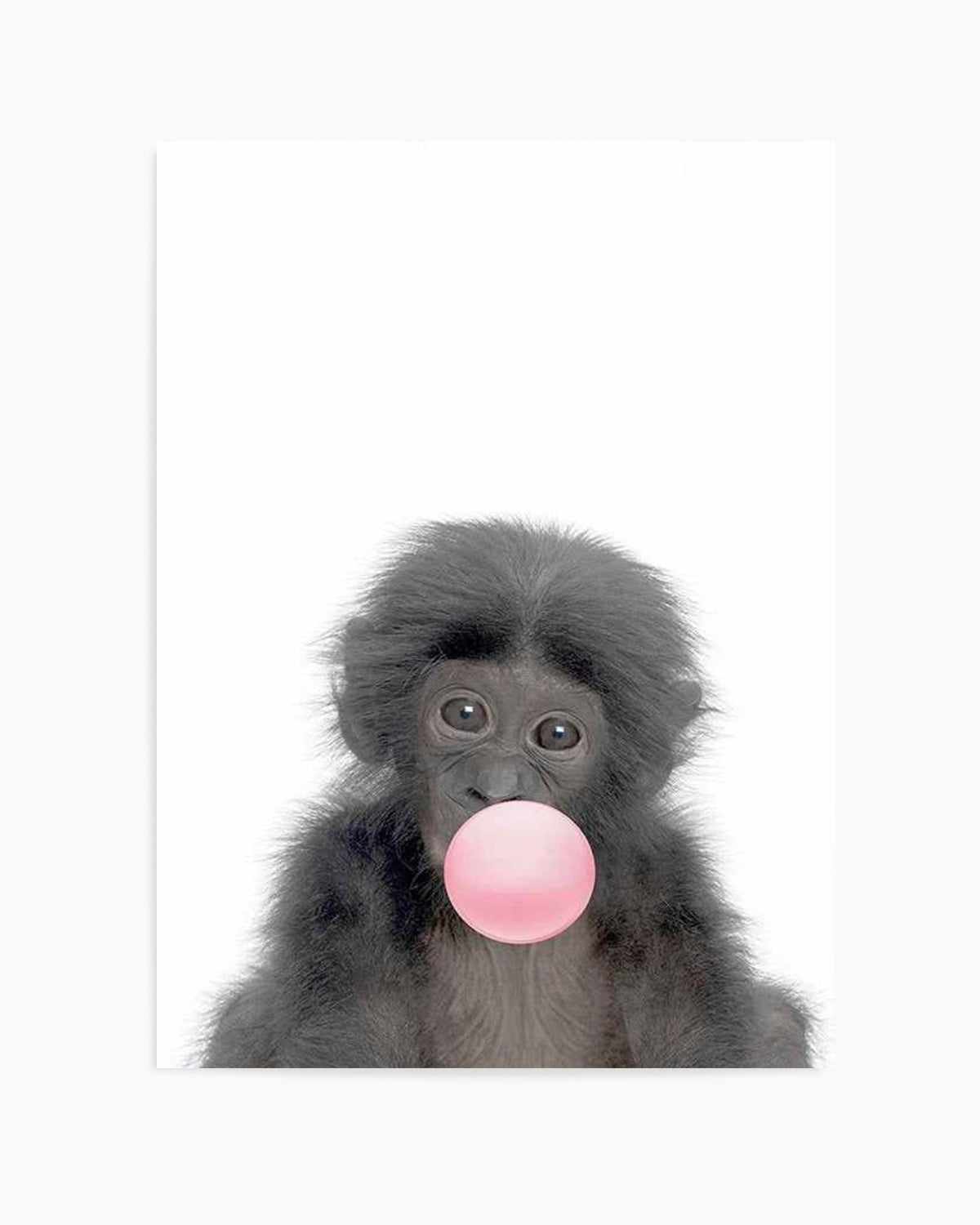 Little Monkey | Blowing Pink Bubble Art Print