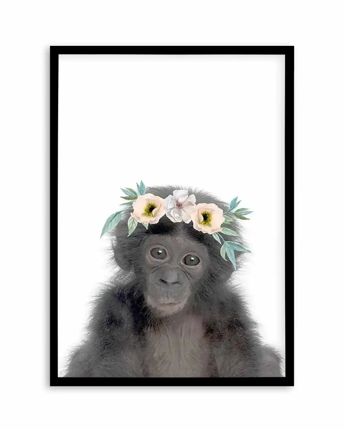 Little Monkey | Flower Crown Art Print from Olive et Oriel where you can shop wallpaper and artworks online