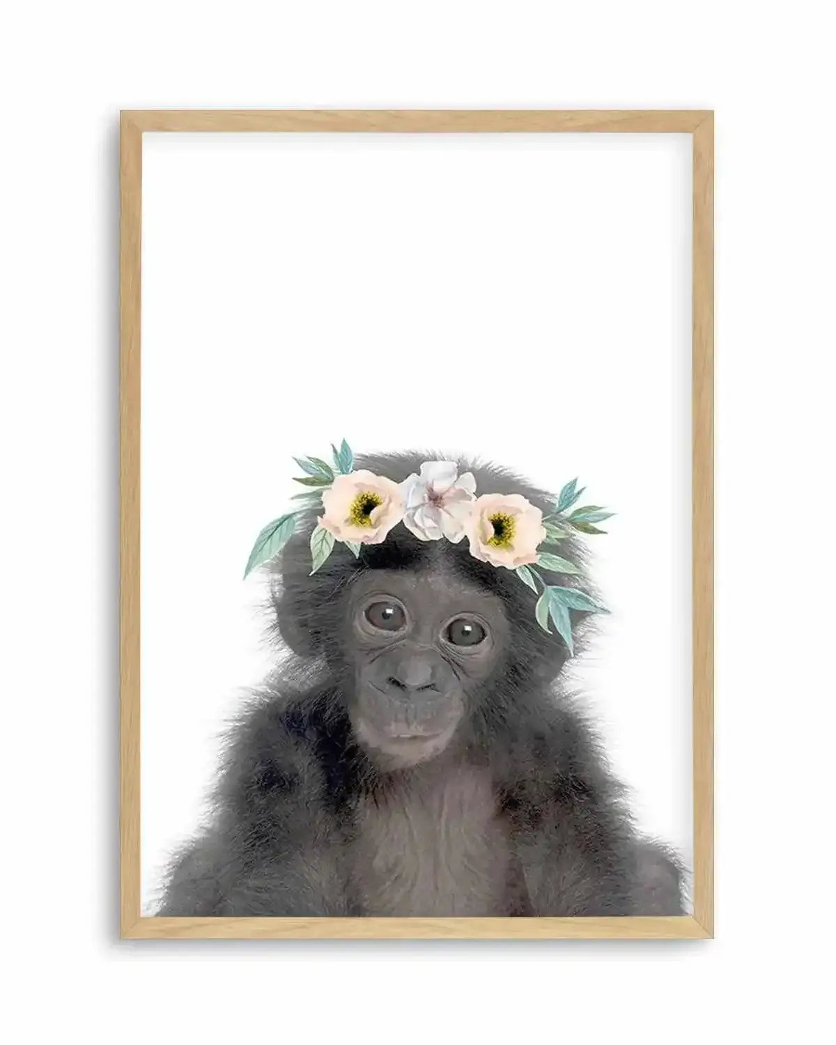 Little Monkey | Flower Crown Art Print from Olive et Oriel where you can shop wallpaper and artworks online