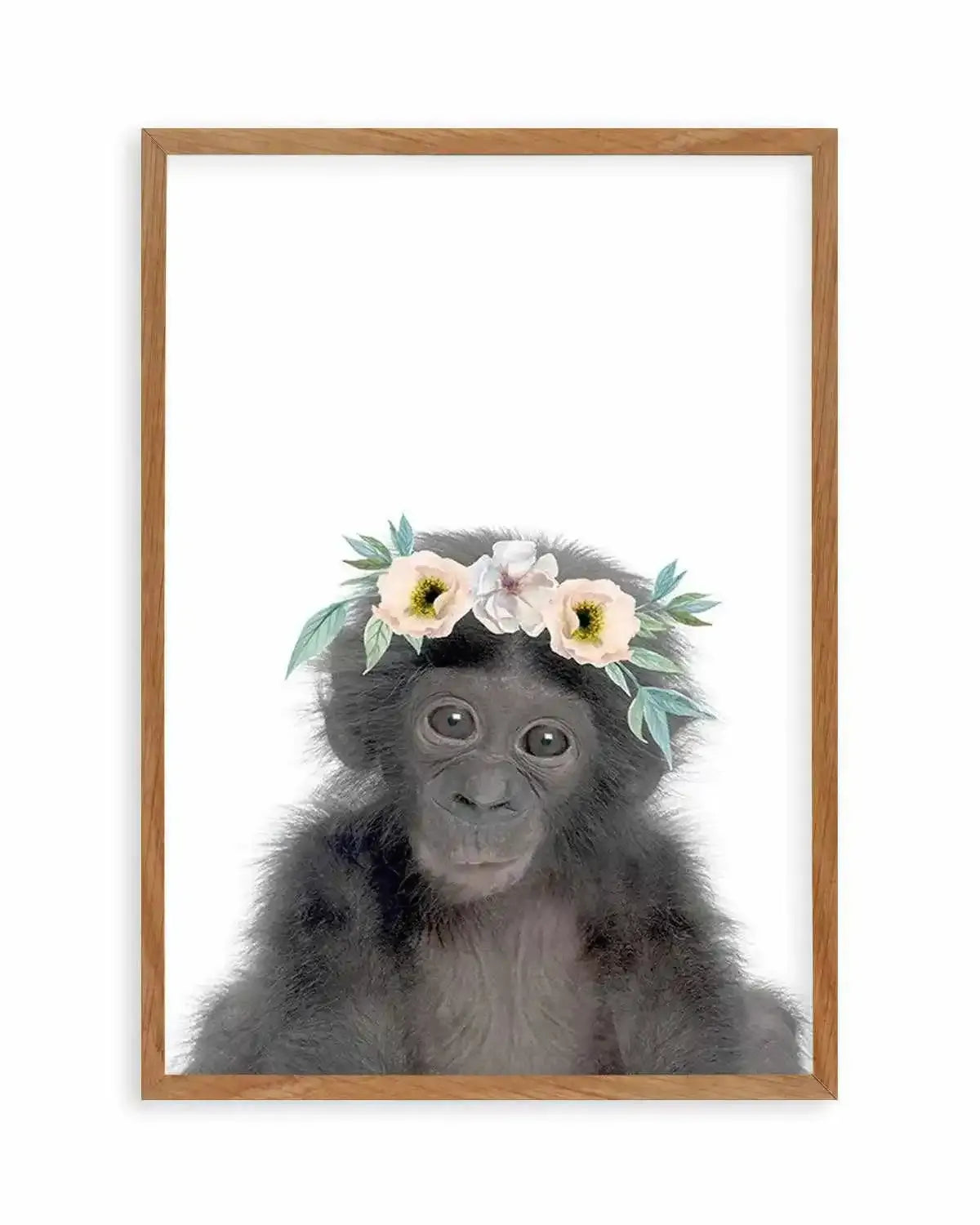 Little Monkey | Flower Crown Art Print from Olive et Oriel where you can shop wallpaper and artworks online