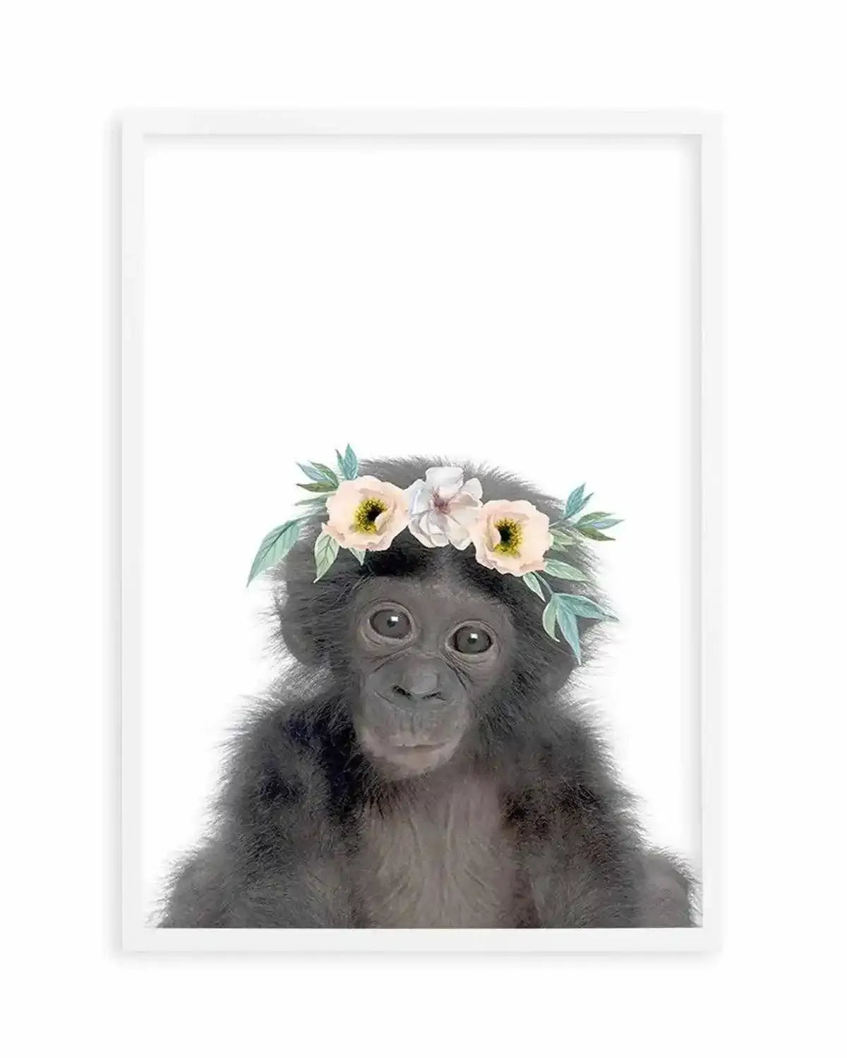 Little Monkey | Flower Crown Art Print from Olive et Oriel where you can shop wallpaper and artworks online